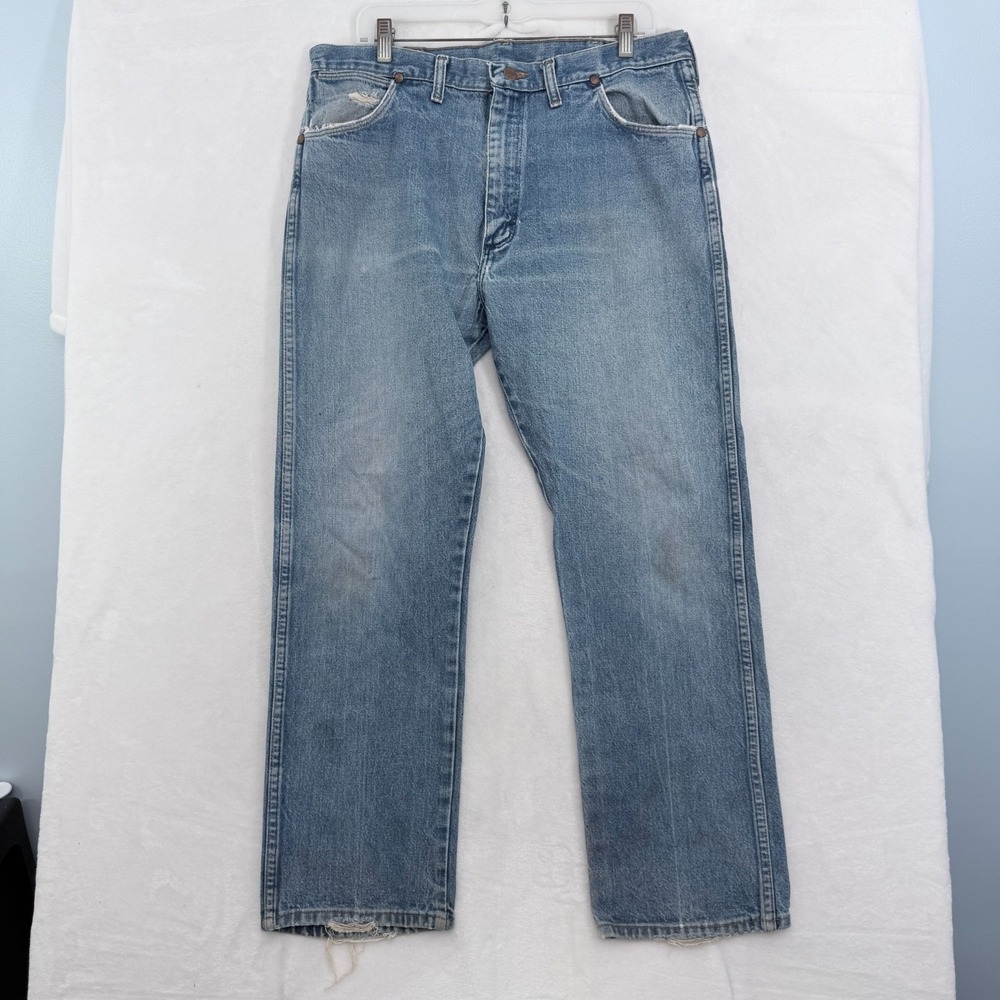 Vintage Wrangler Jeans Men 38x30 (34x29) Blue Original Straight Leg 13MWZ USA